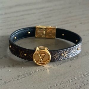 Louis Vuitton Monogram Bracelet with Gold Clasp